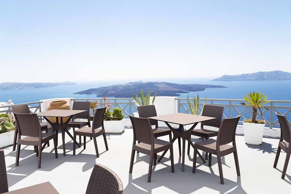 Compamia Ibiza Square Table 31 inch White/Brown/Dark Gray