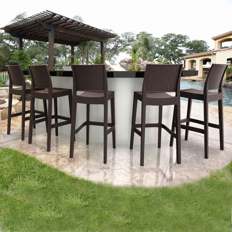 Compamia Jamaica Resin Wickerlook Barstool Set of 2
