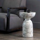 Sunpan Goya End Table Marble Look in Black / White