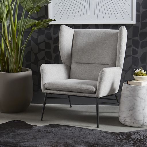 Sunpan Kasen Lounge Chair Belfast Heather Grey / Belfast Navy