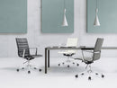 Woodstock Marketing Janis Mid Back Chair, Black, Chair, Chrome, Rectangular, 5+ Legs, Indoor
