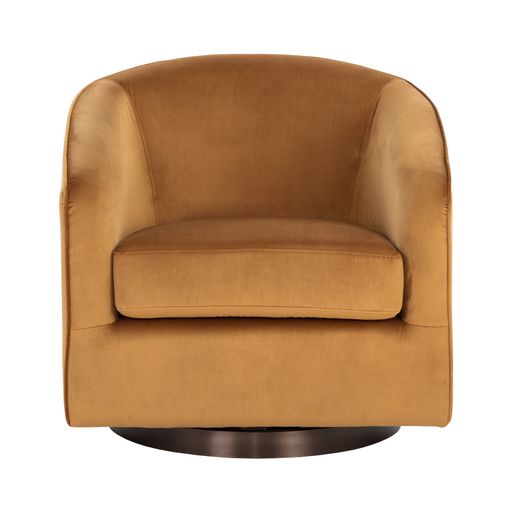 Sunpan Hazel Swivel Lounge Chair in Gold - Belfast Heather Grey / Black Sky / Blush Sky / Burgundy Sky / Deep Green Sky / Navy Blue Sky / Dark-Bronze Gold Sky