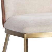 Sunpan Marie Dining Chair Belfast Heather Grey-Bravo Metal / Belfast Oatmeal-Bravo Cognac - Set of Two