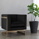 Sunpan Yvette Armchair Gold in Abbington Charred Brown /  Chacha Grey / Meg Olive