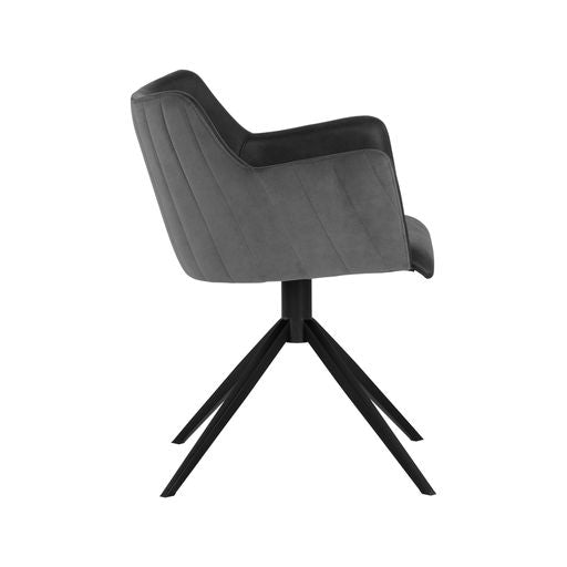 Sunpan Griffin Swivel Dining Armchair in November Grey - Bravo Cognac / Town Grey - Roman Grey