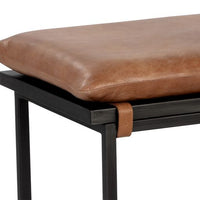 Sunpan Zancor Bench in Gunmetal and Tan Leather