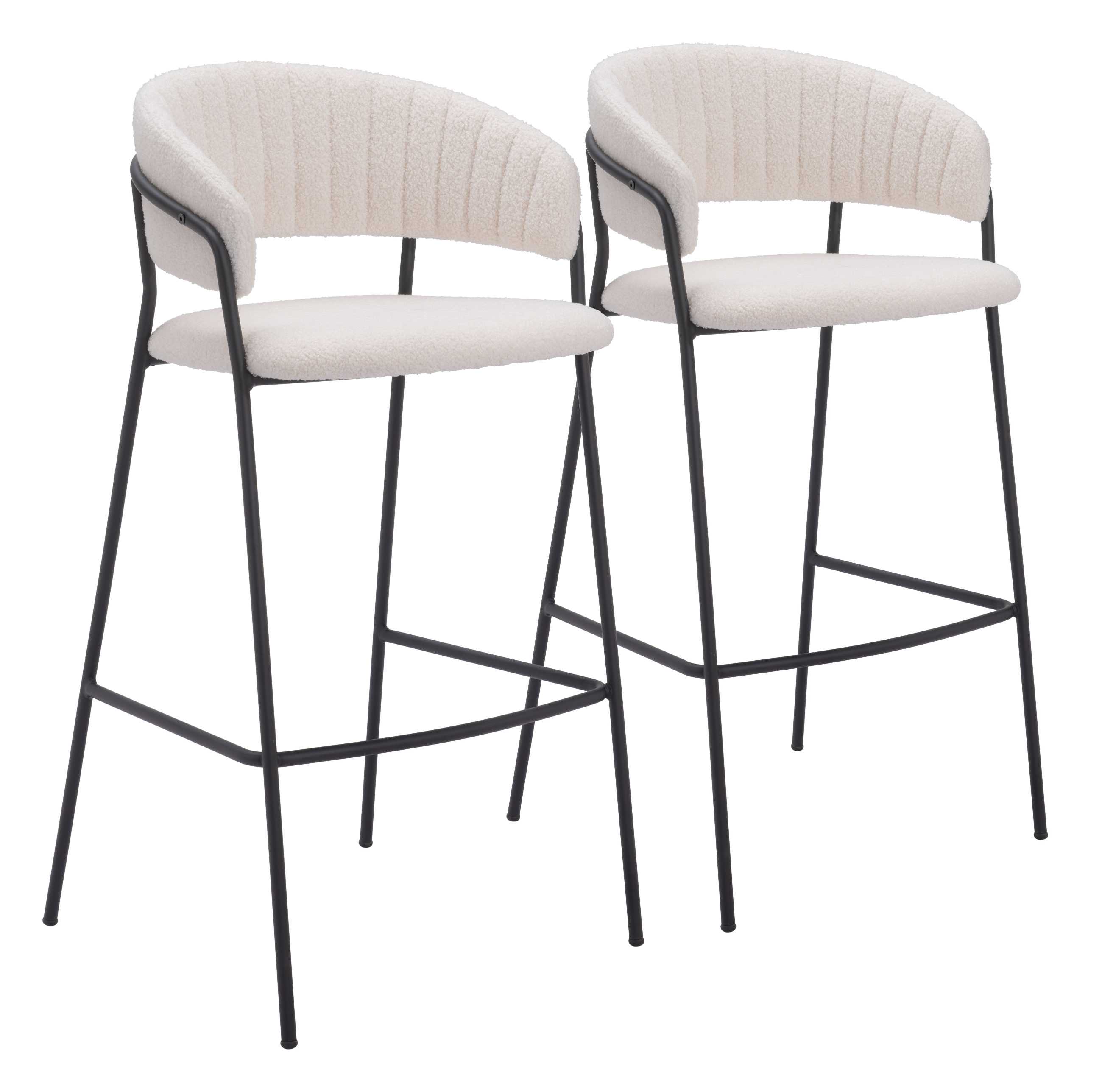 Zuo Modern Josephine Barstool in Cream/Brown