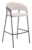 Zuo Modern Josephine Barstool in Cream/Brown