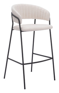 Zuo Modern Josephine Barstool in Cream/Brown