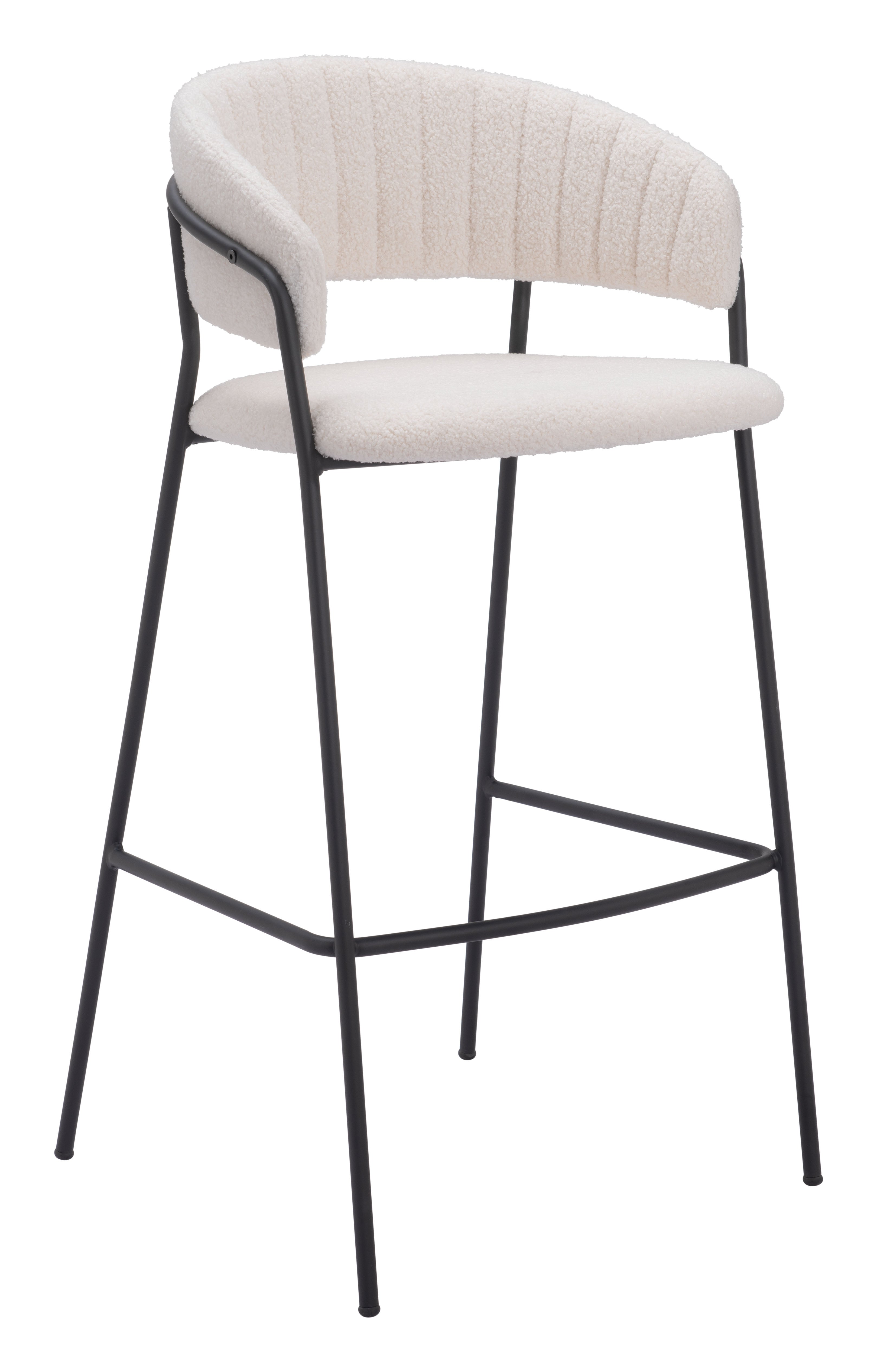 Zuo Modern Josephine Barstool in Cream/Brown