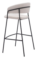 Zuo Modern Josephine Barstool in Cream/Brown
