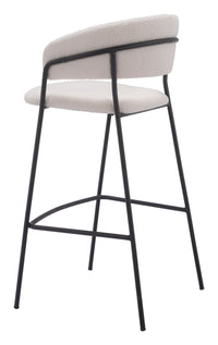 Zuo Modern Josephine Barstool in Cream/Brown