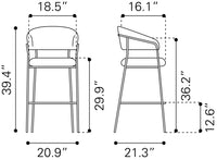Zuo Modern Josephine Barstool in Cream/Brown