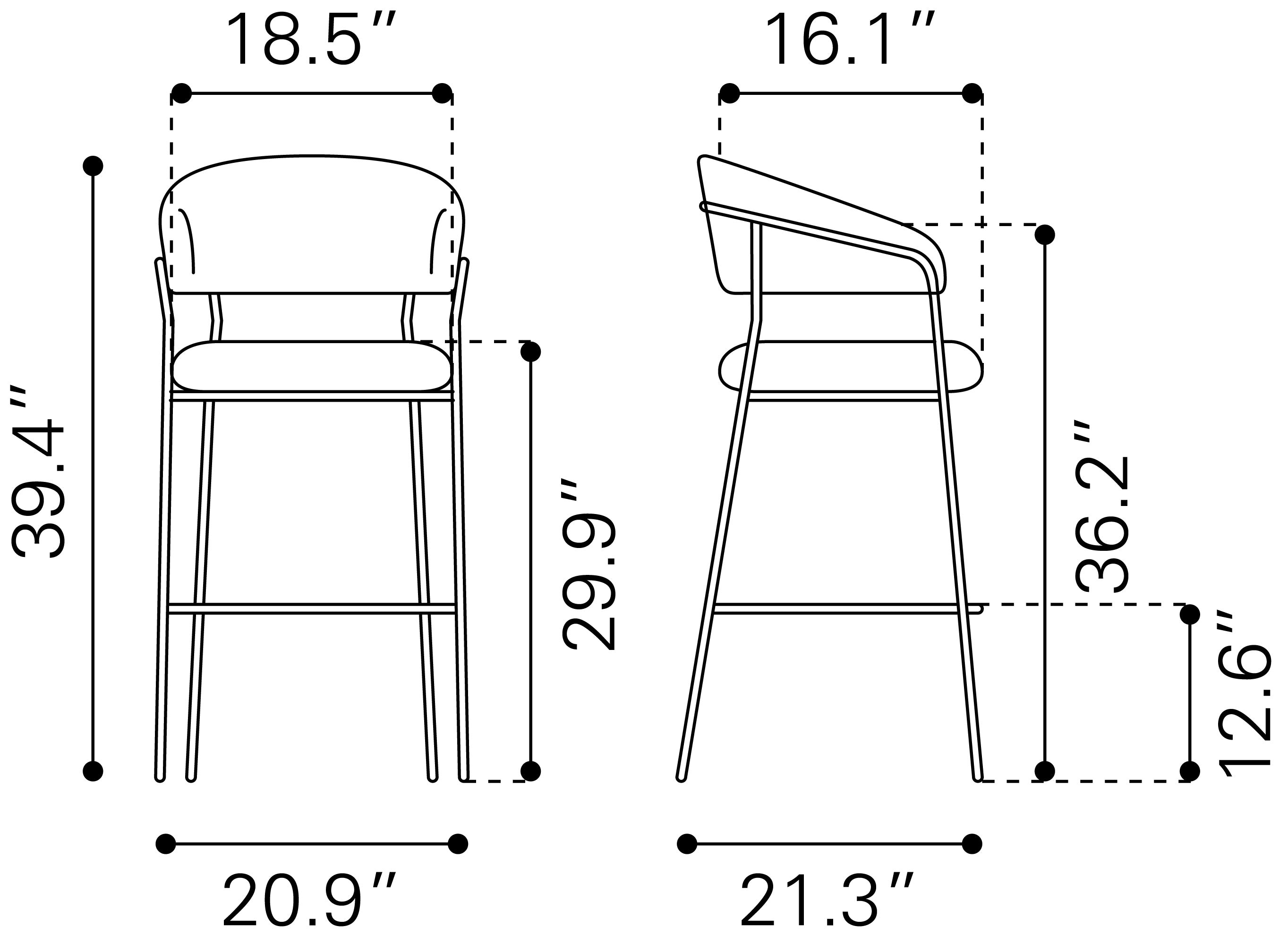 Zuo Modern Josephine Barstool in Cream/Brown
