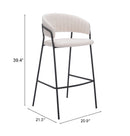 Zuo Modern Josephine Barstool in Cream/Brown