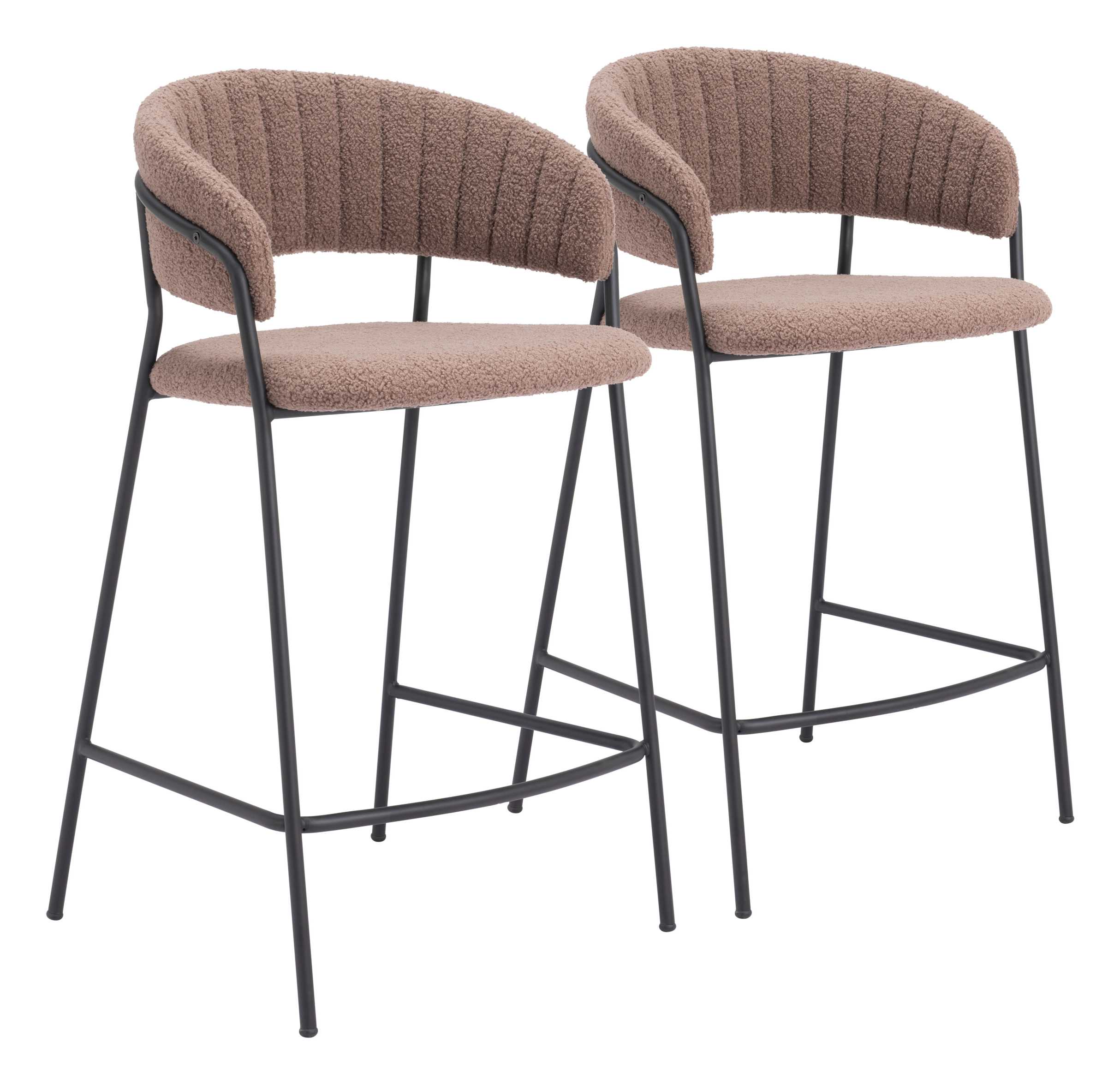Zuo Modern Josephine Counter Stool in Cream/Brown