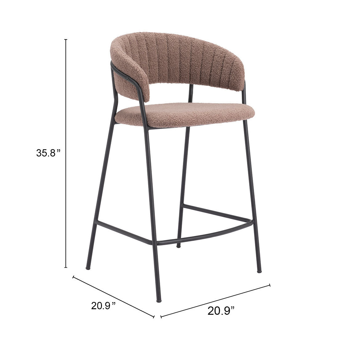Zuo Modern Josephine Counter Stool in Cream/Brown