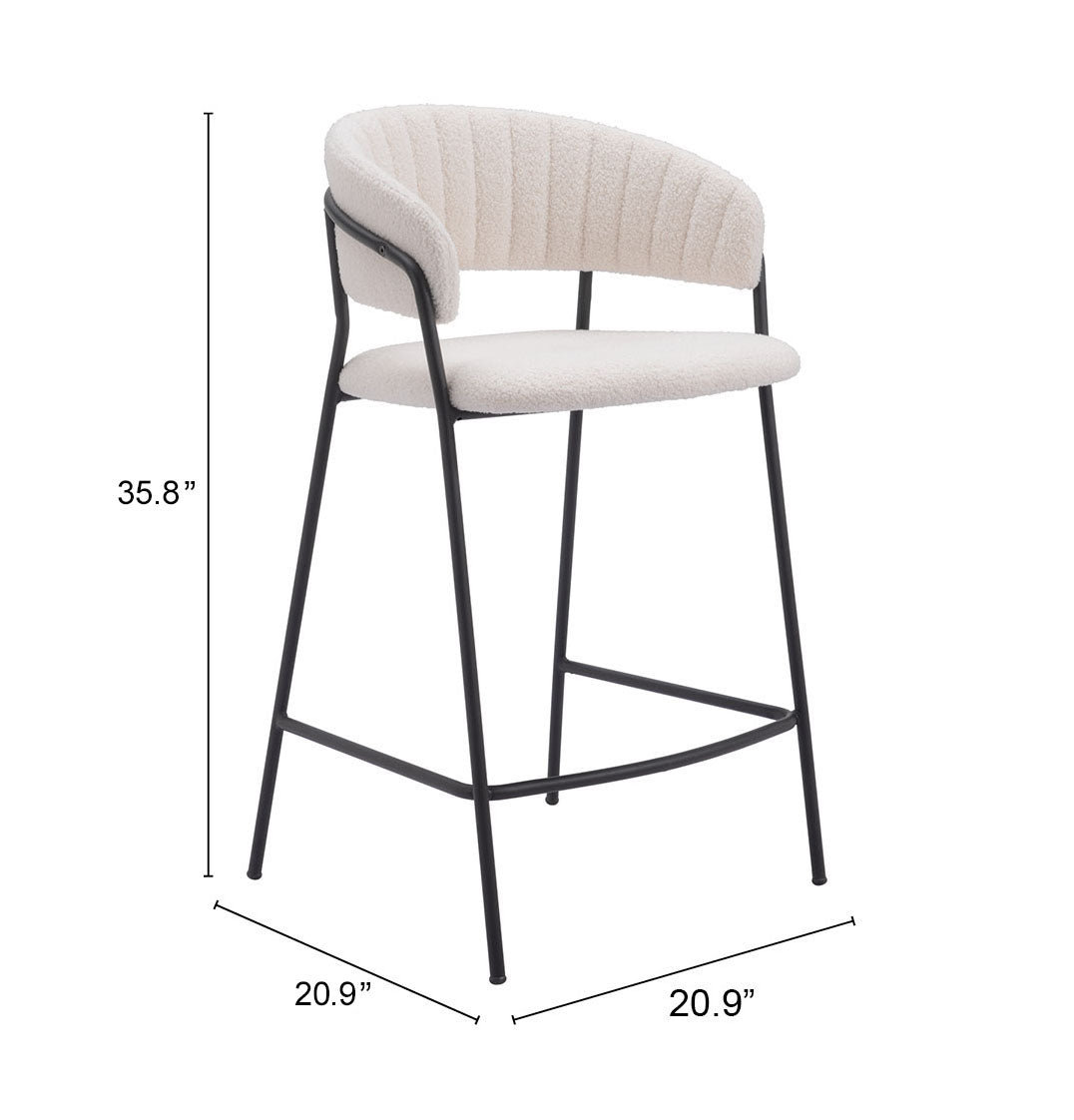 Zuo Modern Josephine Counter Stool in Cream/Brown