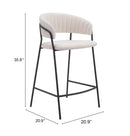 Zuo Modern Josephine Counter Stool in Cream/Brown