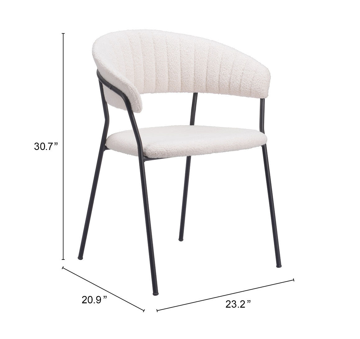 Zuo Modern Josephine Dining Chair in Cream/Brown