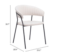 Zuo Modern Josephine Dining Chair in Cream/Brown