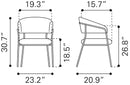 Zuo Modern Josephine Dining Chair in Cream/Brown