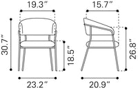 Zuo Modern Josephine Dining Chair in Cream/Brown