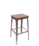 BFM Seating Lincoln Backless Barstool With Steel Frame And Clear Coat Finish - Aluminum Ash