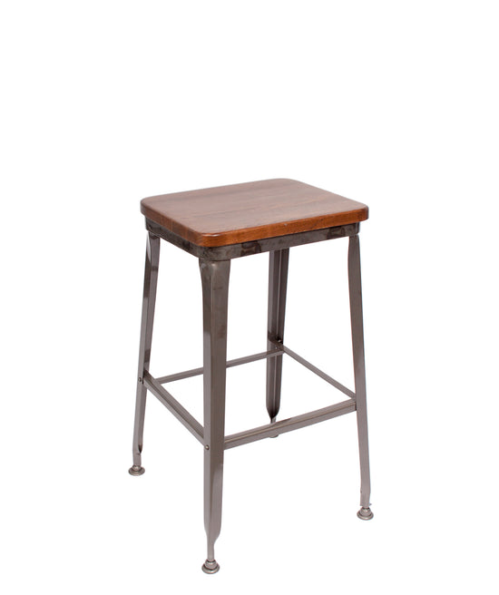 BFM Seating Lincoln Backless Barstool With Steel Frame And Clear Coat Finish - Aluminum Ash