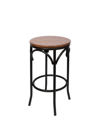 BFM Seating Henry Cross Back Backless Barstool In Autumn/Natural Ash Wood Back And Steel Frame With Distressed Finish