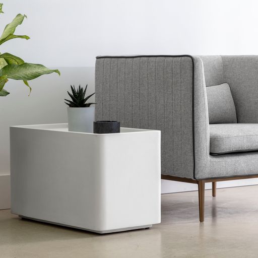 Sunpan Liza Side Table White / Marble-Look Grey