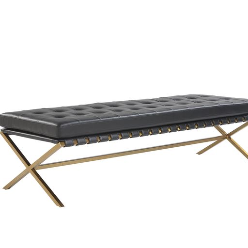 Sunpan Kenji Bench Large Gold in Bravo Black / Bravo Cream