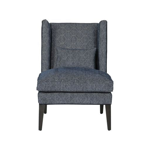Sunpan Kenzo Lounge Chair in Chevron Grey - Antonio Charcoal / Fuego Navy - Abbington Navy