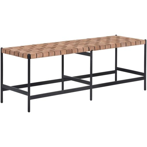 Sunpan Omari Bench Sueded Light Tan Leather