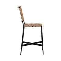 Sunpan Omari Counter Stool Black Leather / Sueded Light Tan Leather