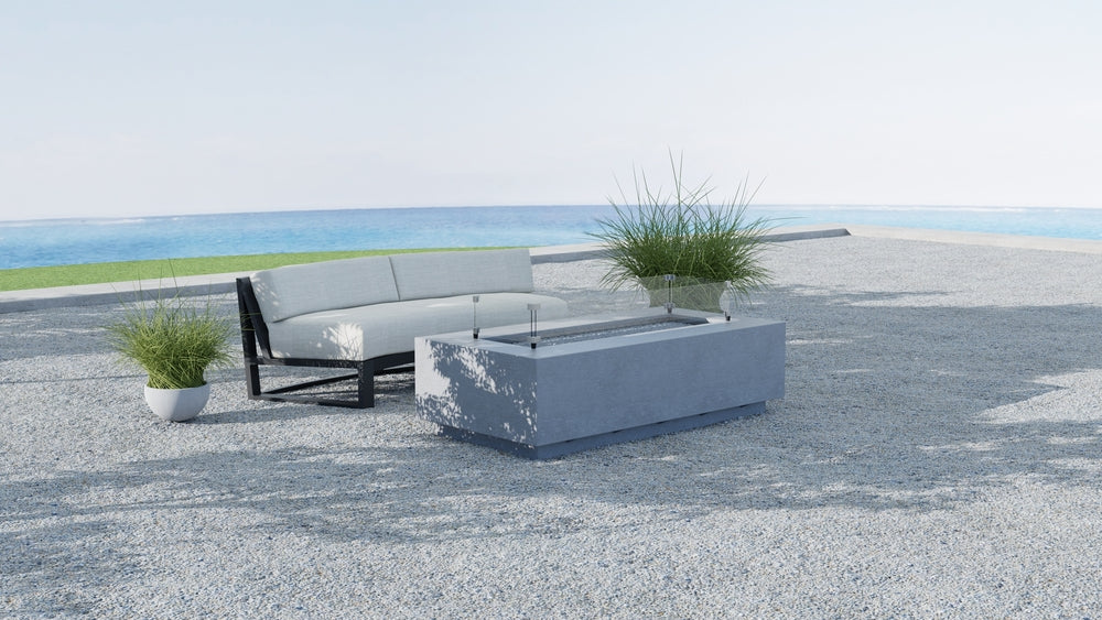Sunset West Gravelstone Rectangular Fire Table with Glass Surround