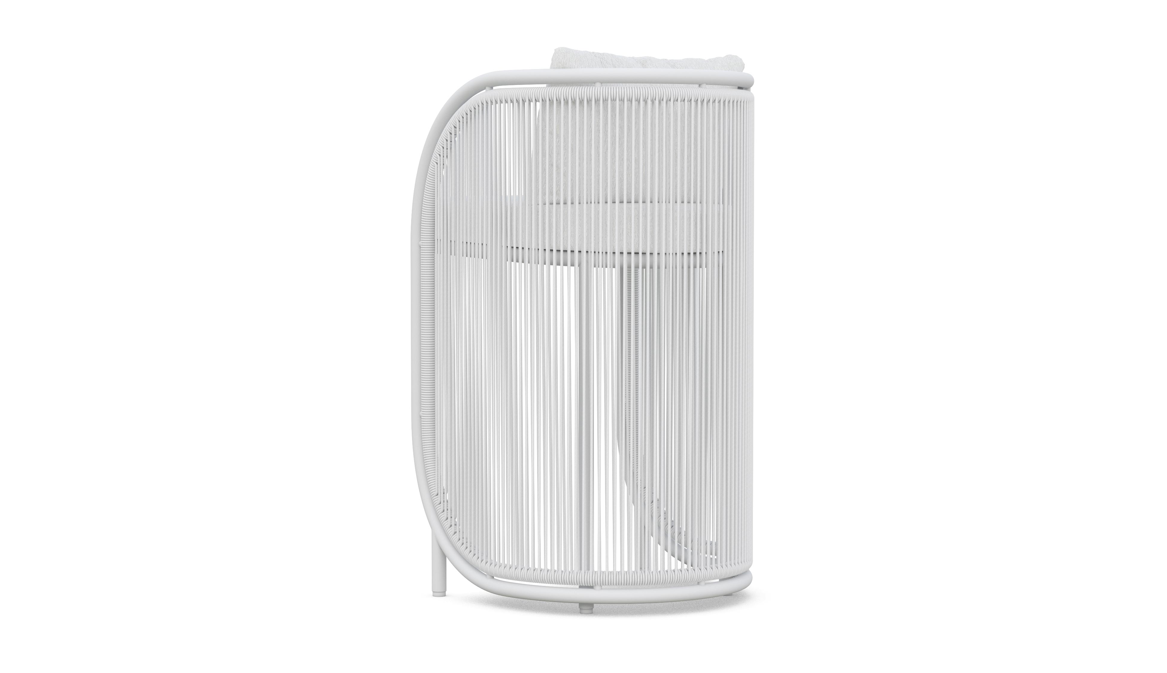 Azzurro Living Kamari Bar Stool With Matte White Aluminum Frame And White Mist All-Weather Texteline Rope