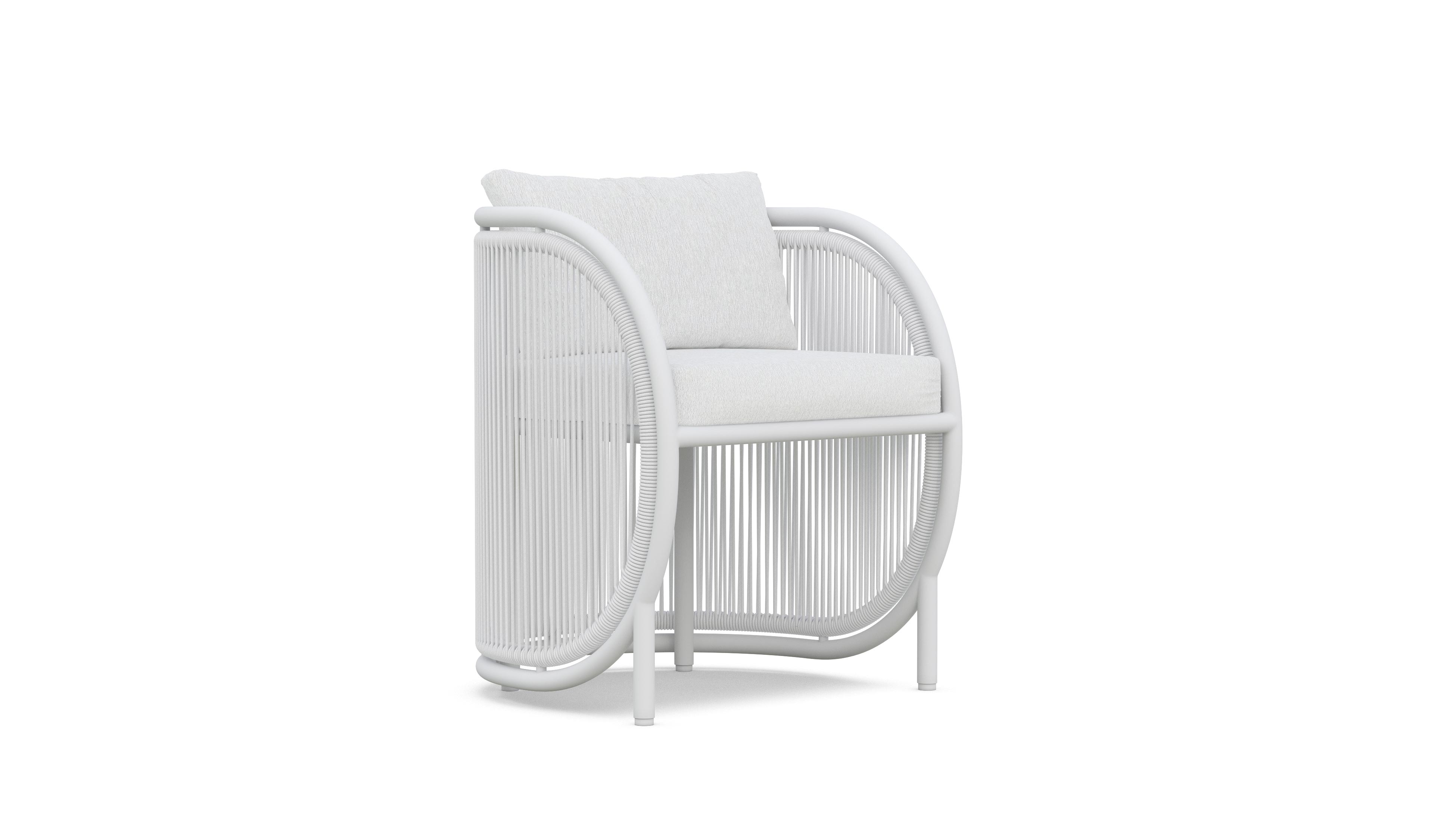 Azzurro Living Kamari Dining Chair With Matte White Aluminum  and White Mist All-Weather Texteline Rope