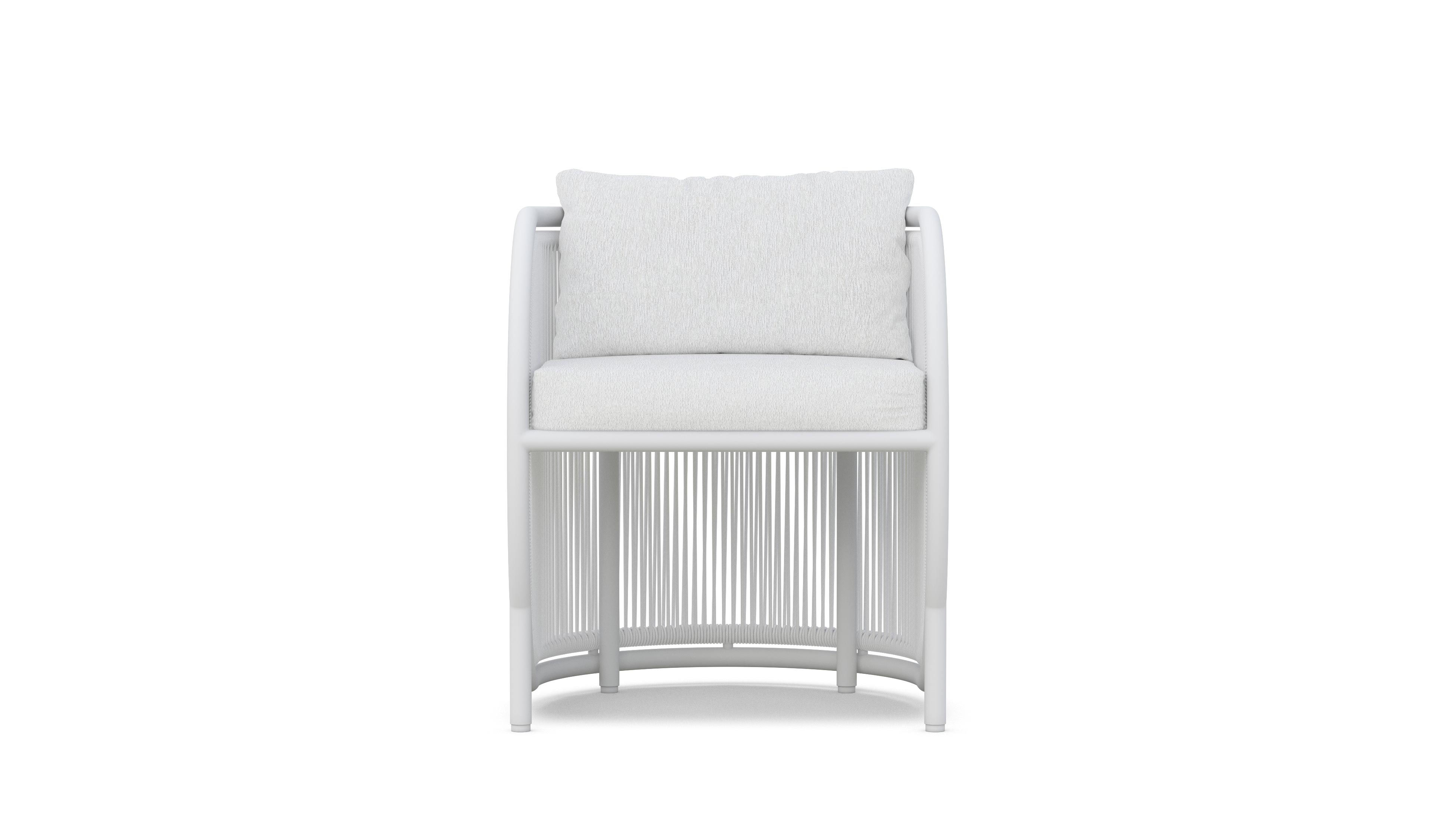 Azzurro Living Kamari Dining Chair With Matte White Aluminum  and White Mist All-Weather Texteline Rope