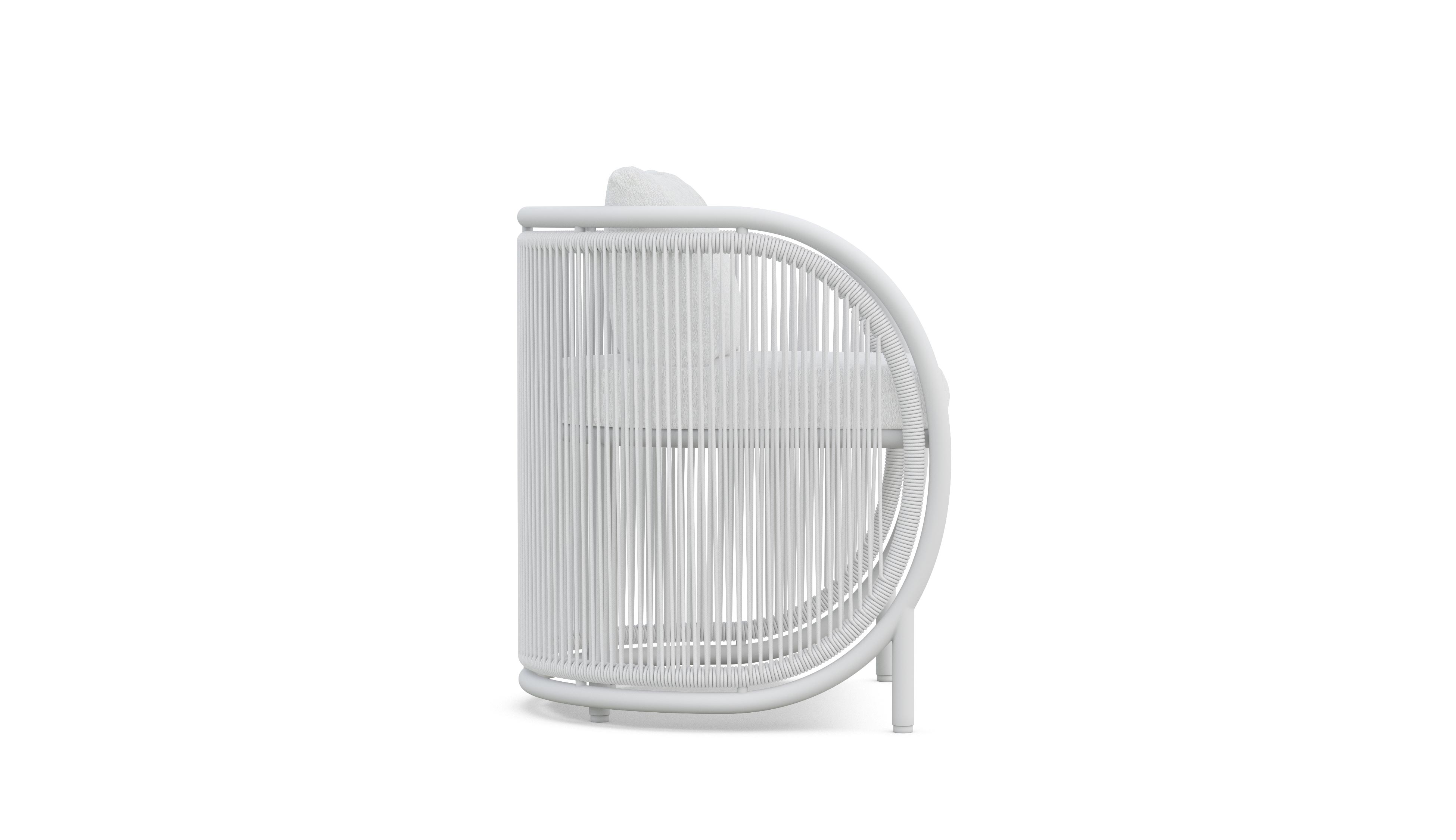 Azzurro Living Kamari Dining Chair With Matte White Aluminum  and White Mist All-Weather Texteline Rope