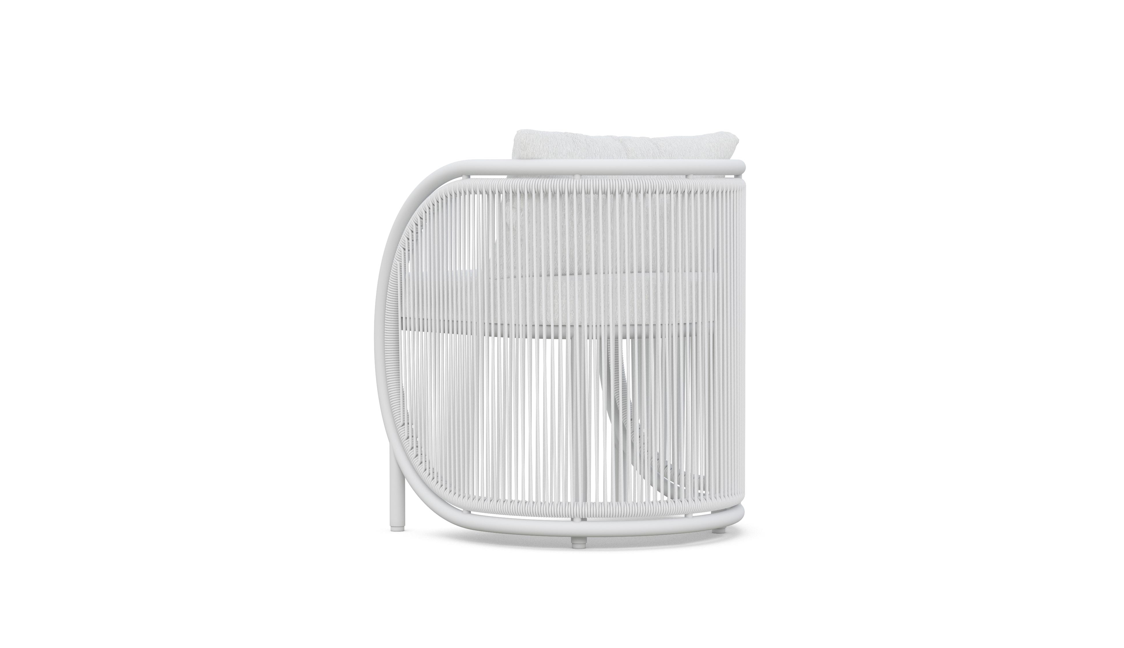 Azzurro Living Kamari Dining Chair With Matte White Aluminum  and White Mist All-Weather Texteline Rope