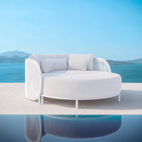 Azzurro Living Kamari Day Bed With Matte White Aluminum Frame And White Mist All-Weather Texteline Rope