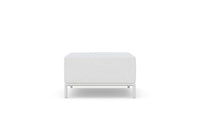 Azzurro Living Kamari Ottoman With Matte White Aluminum Frame And White Mist All-Weather Texteline Rope