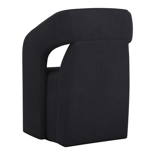 Sunpan Kendrick Wheeled Dining Armchair in Abbington Black / Moto Stucco / Nash Zebra