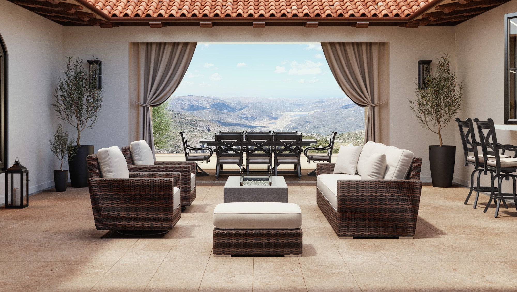 Sunset West Montecito Wicker Sofa with Cushion
