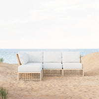 Azzurro Living Kiawah Corner Chair With Natural Aluminum Frame And Almond All-Weather Wicker