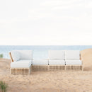 Azzurro Living Kiawah Corner Chair With Natural Aluminum Frame And Almond All-Weather Wicker