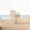 Azzurro Living Kiawah Bar Stool With Natural Aluminum Frame And Almond All-Weather Wicker