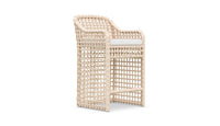 Azzurro Living Kiawah Bar Stool With Natural Aluminum Frame And Almond All-Weather Wicker