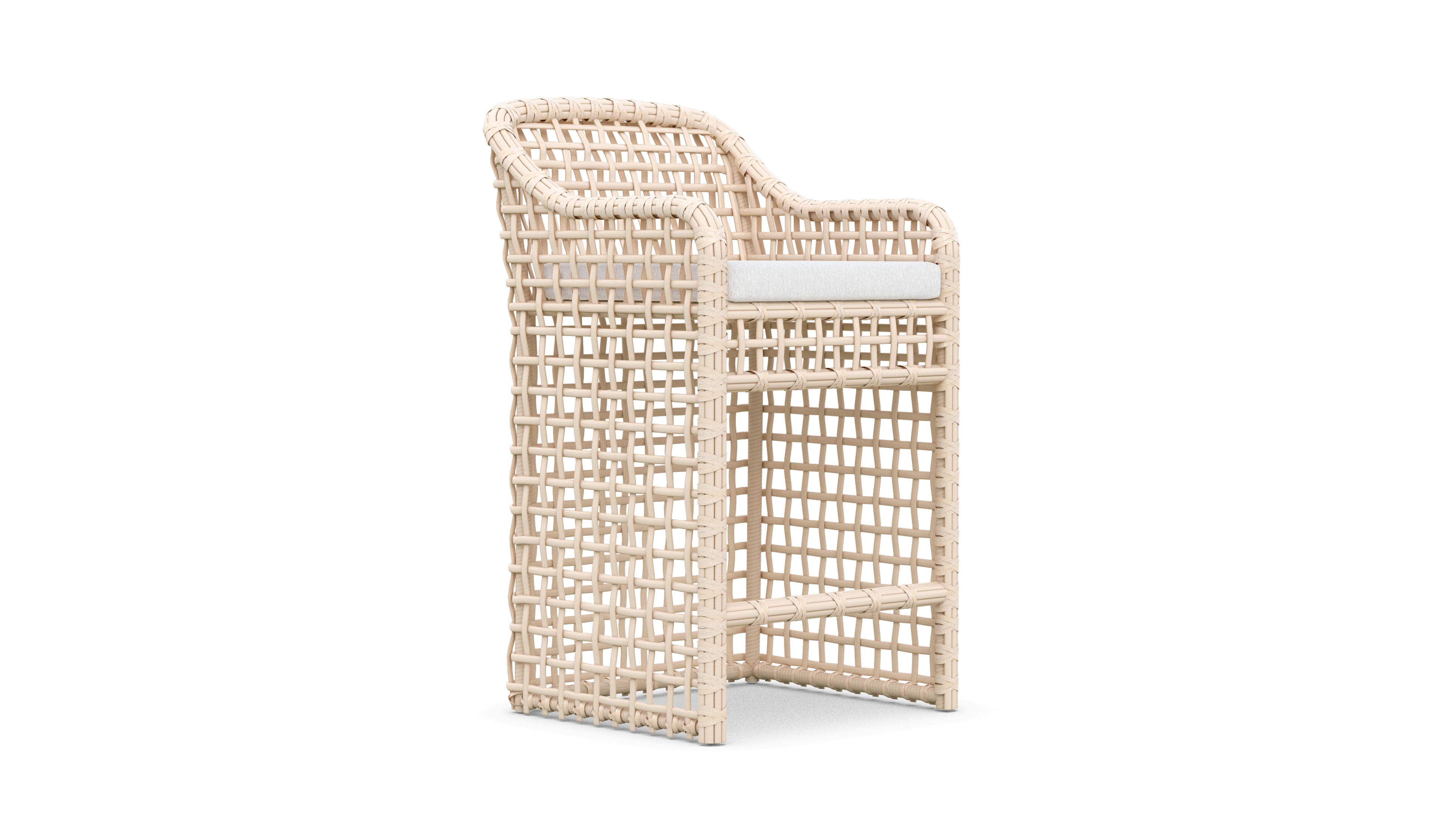 Azzurro Living Kiawah Bar Stool With Natural Aluminum Frame And Almond All-Weather Wicker